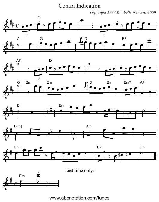 Contra Indication - staff notation