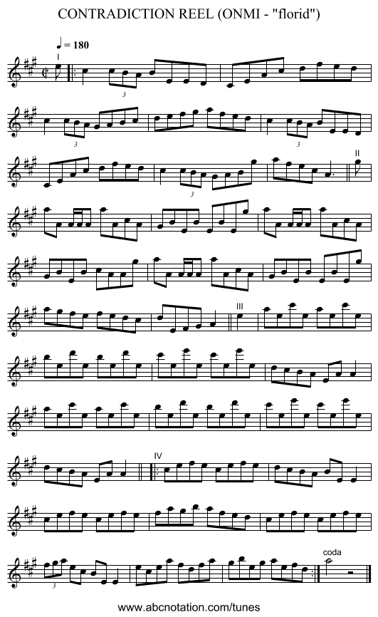 CONTRADICTION REEL (ONMI - florid) - staff notation