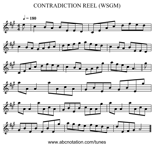 CONTRADICTION REEL (WSGM) - staff notation