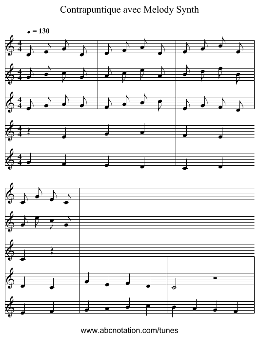 Contrapuntique avec Melody Synth - staff notation