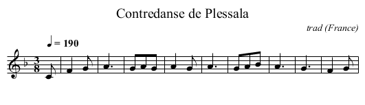 Contredanse de Plessala - staff notation