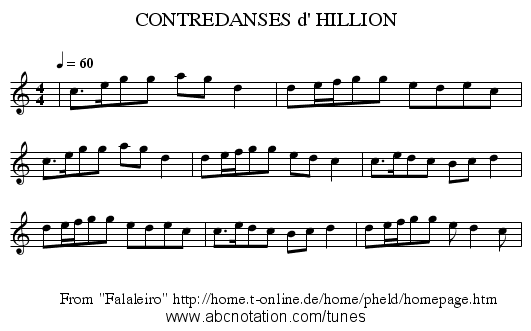 CONTREDANSES d' HILLION - staff notation