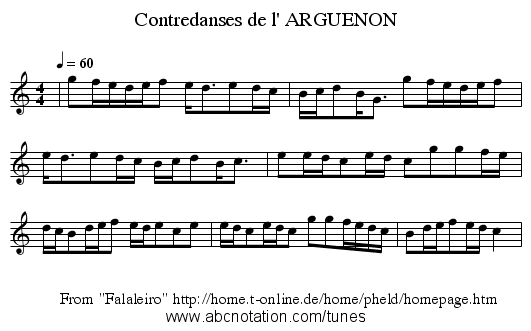 Contredanses de l' ARGUENON - staff notation