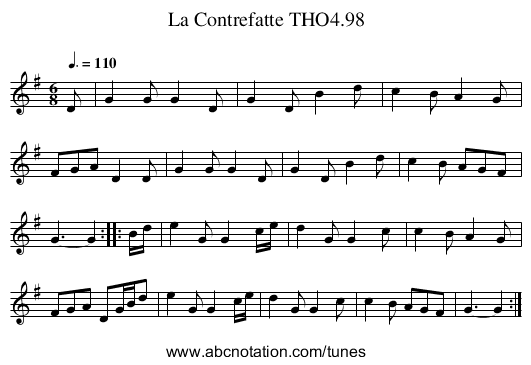 Contrefatte THO4.98, La - staff notation