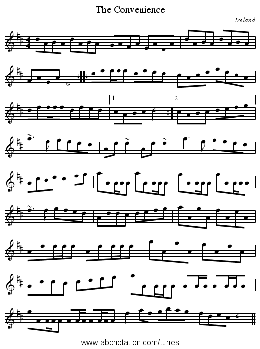 Convenience, The - staff notation