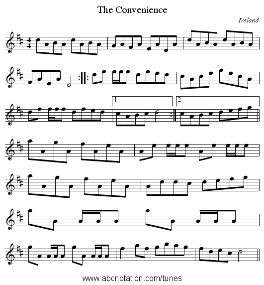 Convenience, The - staff notation