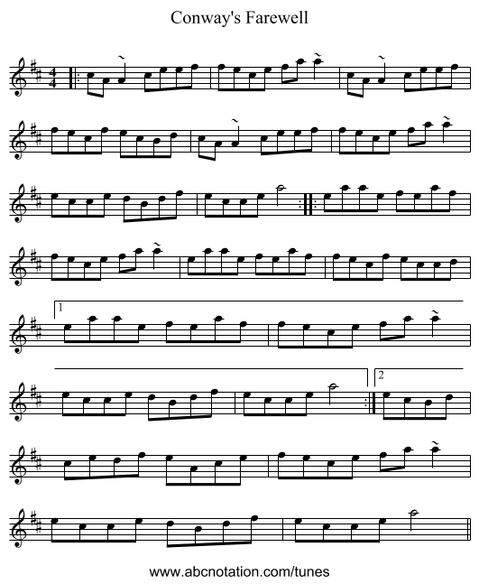Conway's Farewell - staff notation