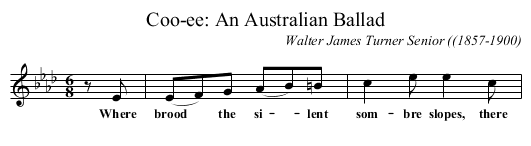 Coo-ee: An Australian Ballad - staff notation