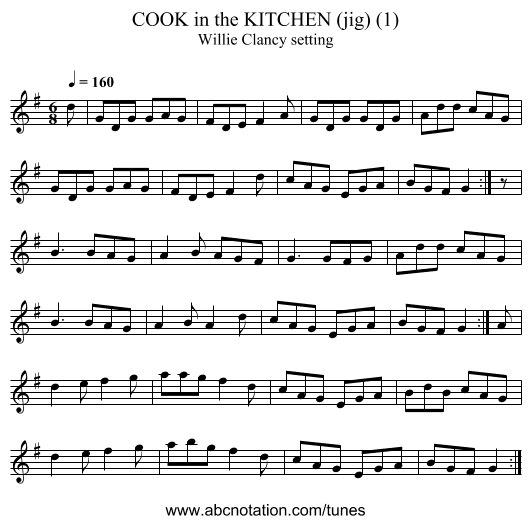 COOK in the KITCHEN (jig) (1) - staff notation