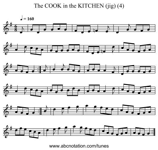 COOK in the KITCHEN (jig) (4), The - staff notation