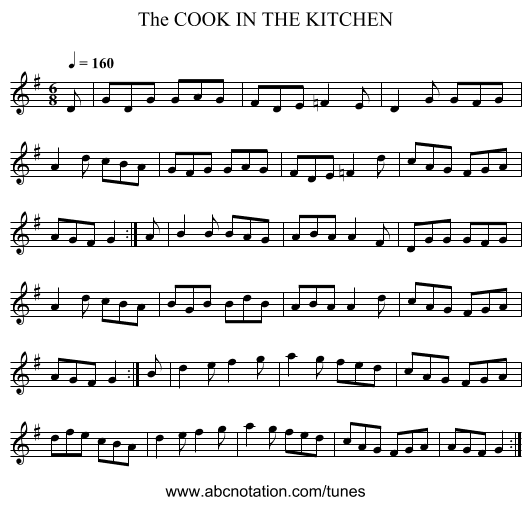 COOK IN THE KITCHEN, The - staff notation