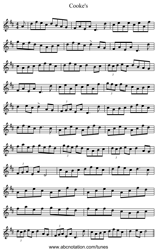 Cooke's - staff notation