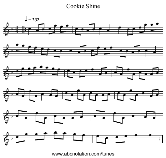 Cookie Shine - staff notation