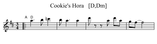Cookie's Hora   [D,Dm] - staff notation