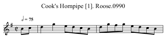 Cook's Hornpipe [1]. Roose.0990 - staff notation