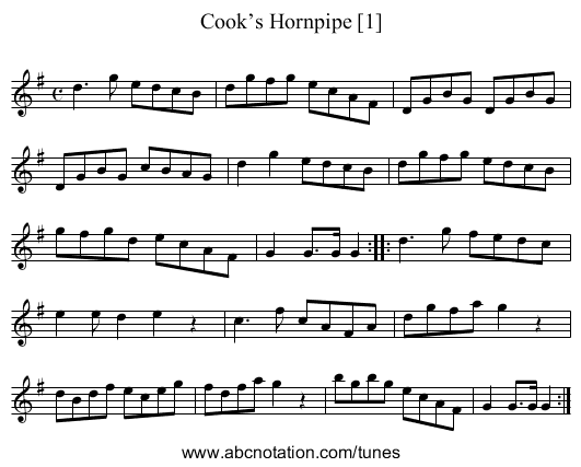 Cook’s Hornpipe [1] - staff notation