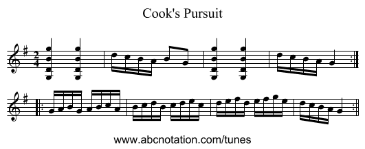 Cook's Pursuit - staff notation