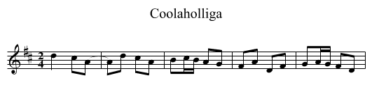 Coolaholliga - staff notation
