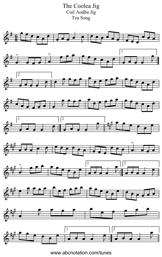 Coolea Jig, The - staff notation