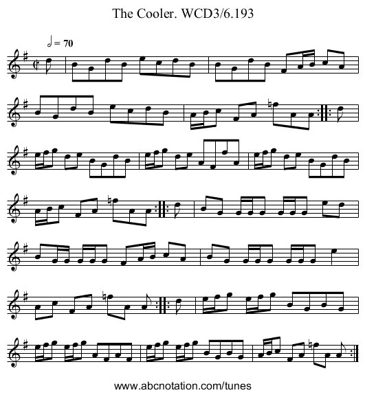 Cooler. WCD3/6.193, The - staff notation