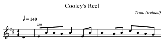 Cooley's Reel - staff notation