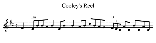 Cooley's Reel - staff notation