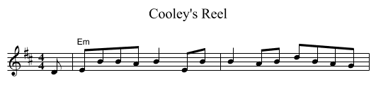 Cooley's Reel - staff notation