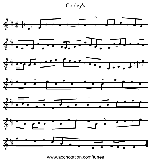Cooley's - staff notation