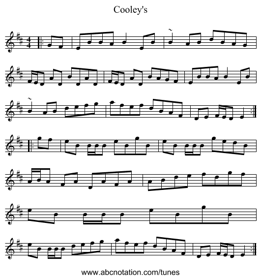 Cooley's - staff notation