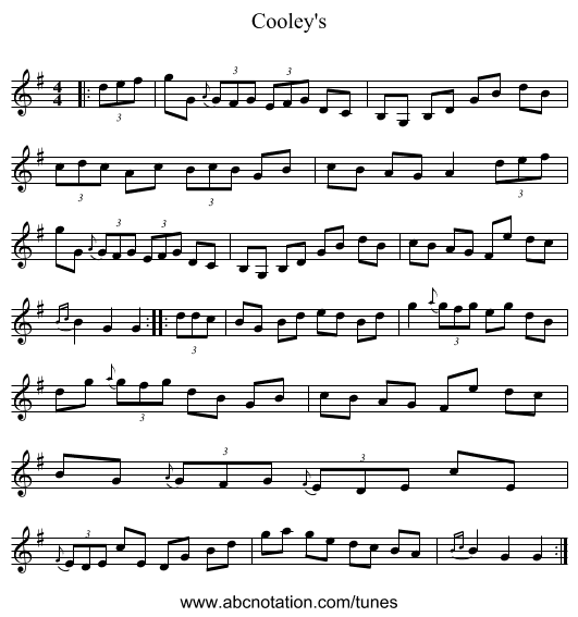 Cooley's - staff notation