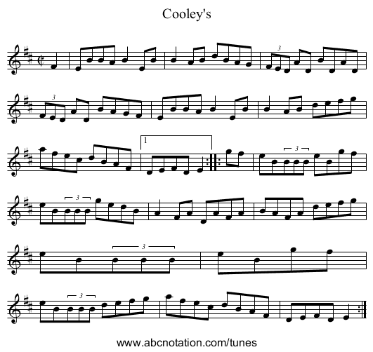 Cooley's - staff notation