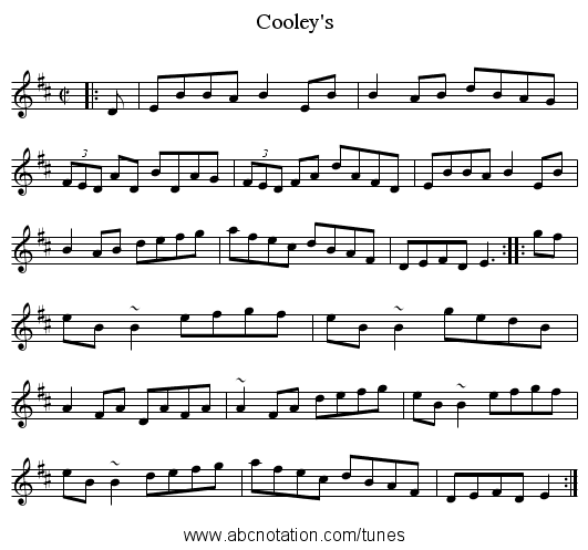 Cooley's - staff notation