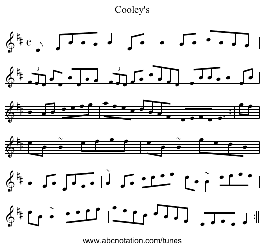 Cooley's - staff notation
