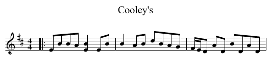 Cooley's - staff notation