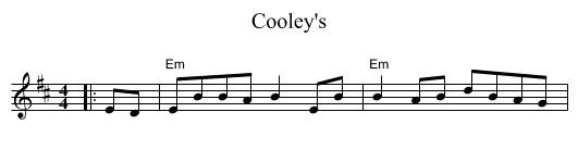 Cooley's - staff notation