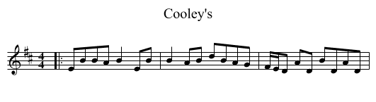 Cooley's - staff notation