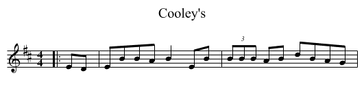 Cooley's - staff notation