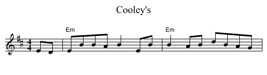 Cooley's - staff notation