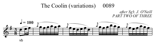 Coolin (variations)     0089, The  - staff notation