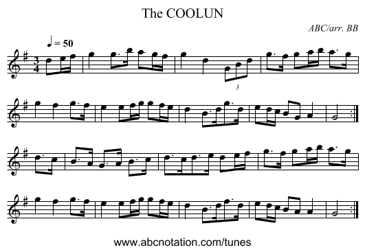 COOLUN, The - staff notation