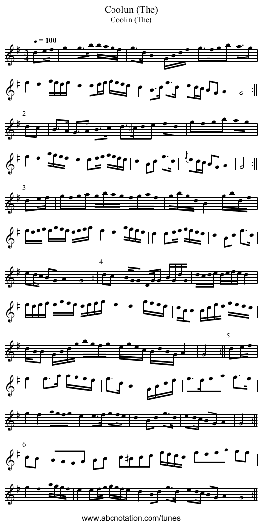 Coolun (The) - staff notation