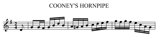 COONEY'S HORNPIPE - staff notation