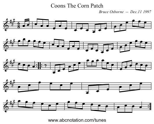 Coons The Corn Patch - staff notation