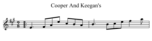 Cooper And Keegan's - staff notation