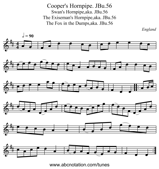 Cooper's Hornpipe. JBu.56 - staff notation