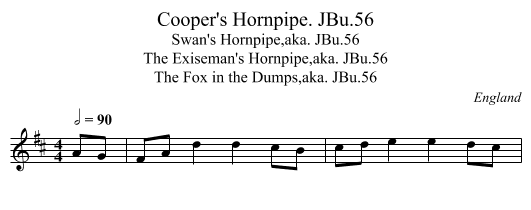 Cooper's Hornpipe. JBu.56 - staff notation