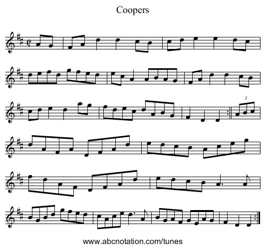 Coopers - staff notation