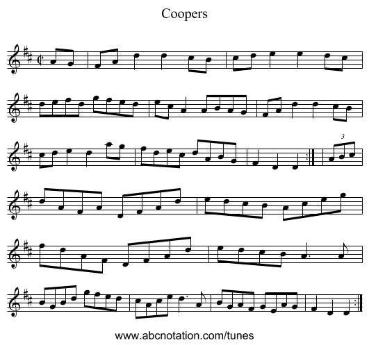 Coopers - staff notation