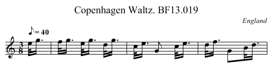 Copenhagen Waltz. BF13.019 - staff notation