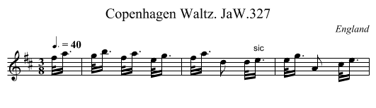 Copenhagen Waltz. JaW.327 - staff notation
